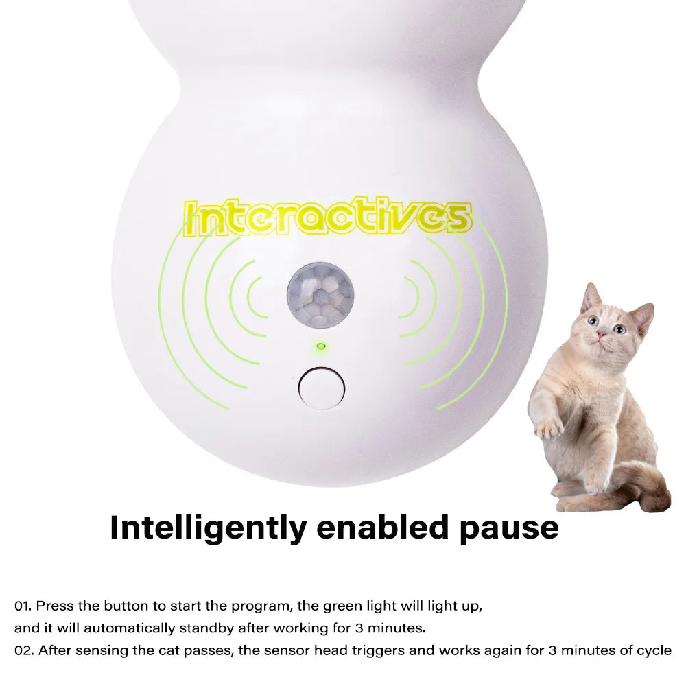 Caterpillar Interactive Cat Toy Motion Activated Wack A Worm Post Toy Rechargeable Automatic Teasing Cat Toy with Tail for Cats