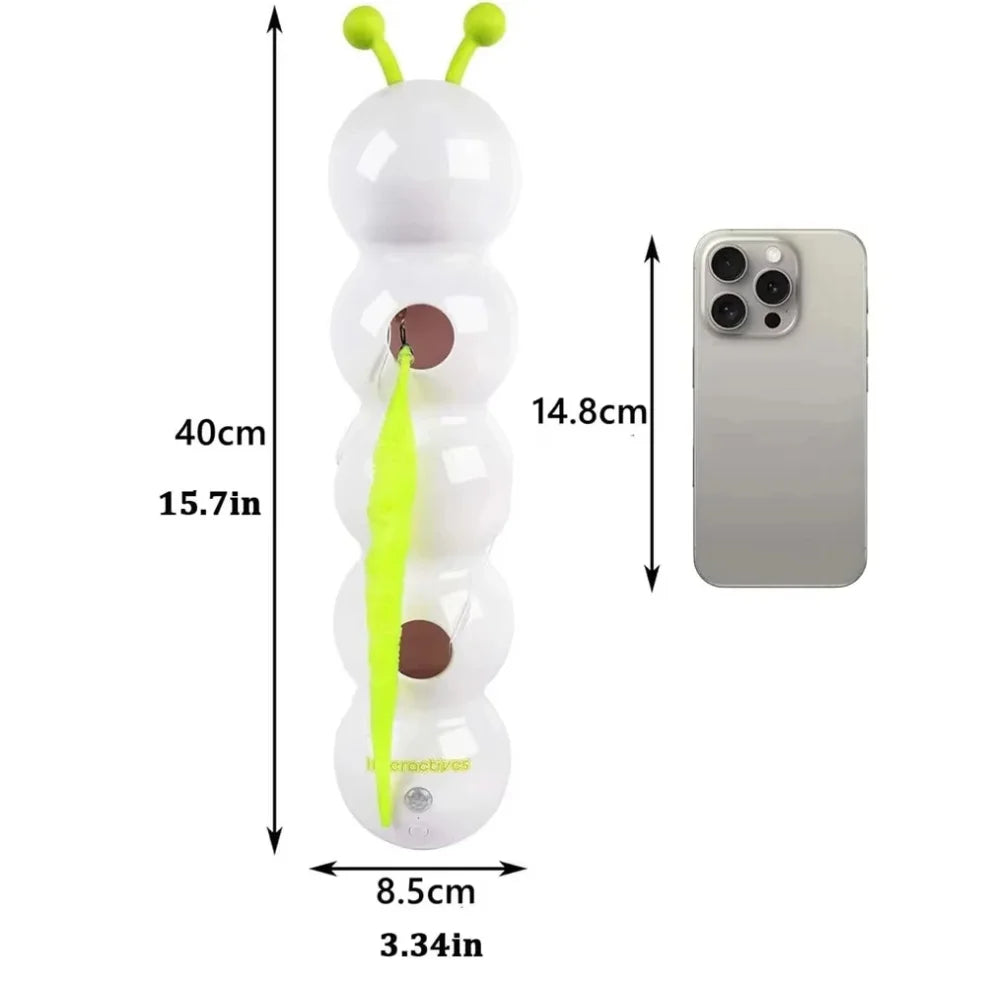 Caterpillar Interactive Cat Toy Motion Activated Wack A Worm Post Toy Rechargeable Automatic Teasing Cat Toy with Tail for Cats