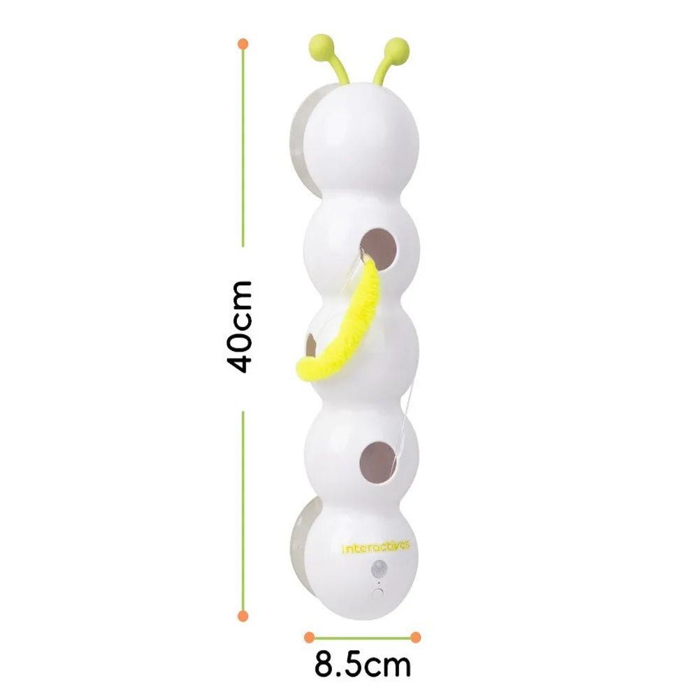 Caterpillar Interactive Cat Toy Motion Activated Wack A Worm Post Toy Rechargeable Automatic Teasing Cat Toy with Tail for Cats